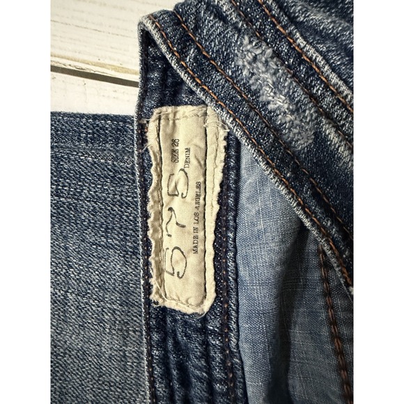 VTG 575 Los Angeles Jeans Womens 26 Distressed Low Rise Penny Buttons Boot Flare - Picture 7 of 9